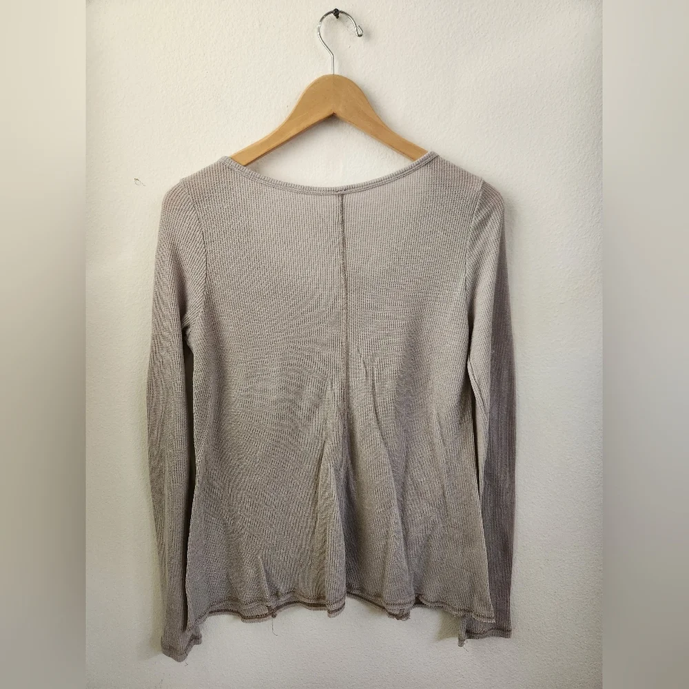 Free People Diego Thermal Top Long Sleeve Fuzzy Yarn Cozy Waffle Knit Gray Large